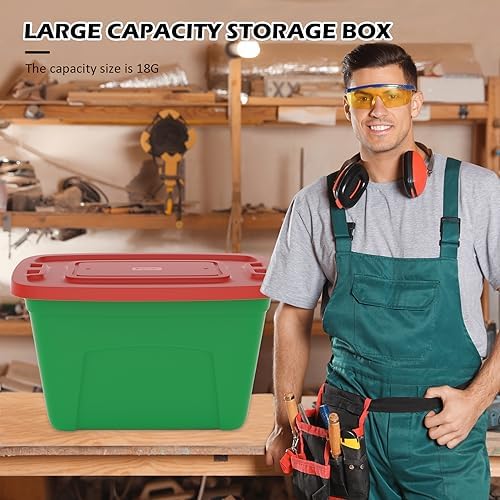 SIMPLYKLEEN Storage Bins with Lids - Made in USA 18-Gallon (72-Quart) 2-Pack Storage Totes with Lids, Plastic Stackable Containers Large Storage Boxes for for Home and Office Organization Green/Black
