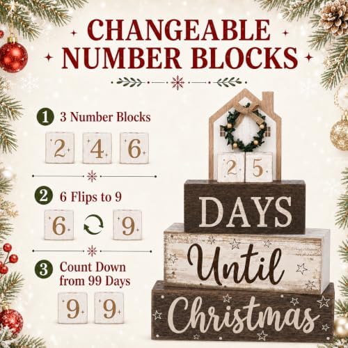 Christmas Countdown Decorations Indoor, Christmas Table Decor for Home