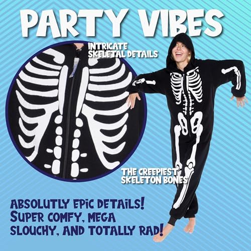 Funziez! Slim Fit Adult Onesie - Animal Costume - Plush Unisex Halloween One Piece Cosplay Suit for Women and Men