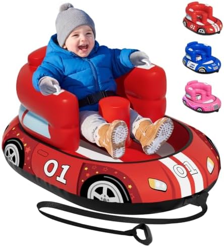 Raxurt Snow Sled for Toddlers 1-3, Inflatable Baby Sled with Canvas Cover