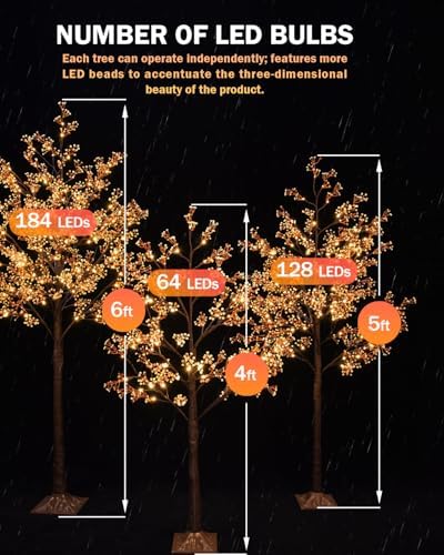 TYBEEU Lighted Baby's Breath Tree Set (4ft, 5ft & 6ft)