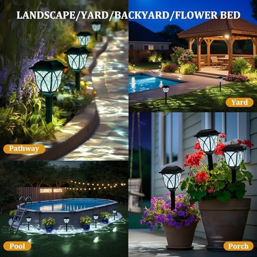 GIGALUMI 8 Pack Solar Lights Outdoor Waterproof, LED Solar Garden Lights