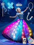 Light Up Princess Costume with handle ＆ App Control for 3-9 Ages Halloween
