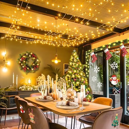 KNONEW Outdoor Christmas Lights 300 LED 99ft String Lights 8 Modes & Memory Fairy Light Plug in Waterproof LED String Lights for Xmas Yard Tree Wedding