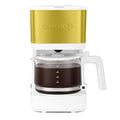 Holstein Housewares 5 Cup Coffee Maker – Compact Drip Coffee Machine with Auto Pause & Serve, Reusable Filter, Glass Carafe, Water Window & Warming Plate. White & Gold