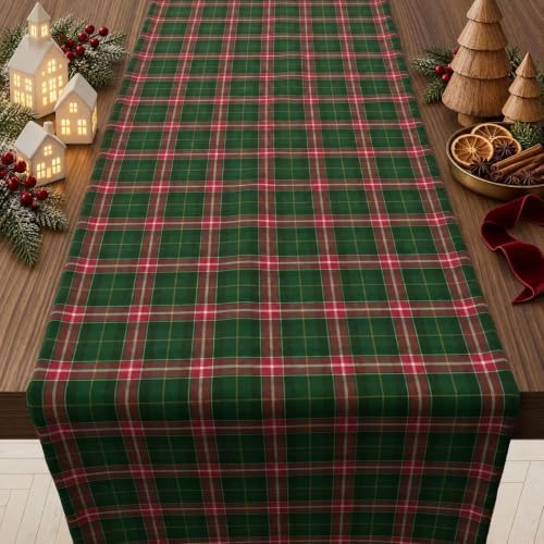 Christmas Decorations - Red Green Plaid Christmas Table Runner