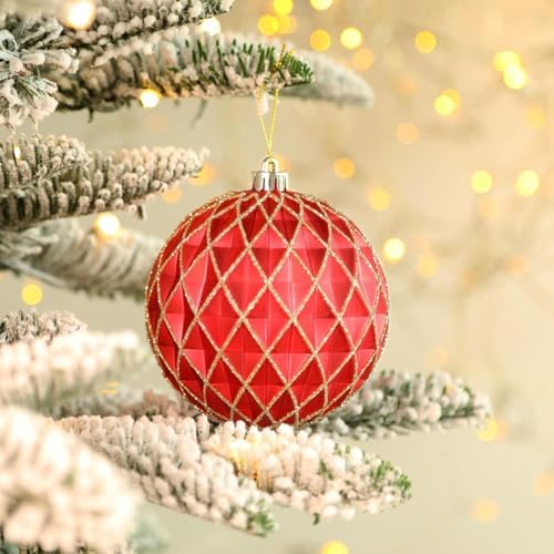 SHareconn 100MM/4 Inch 9PCS Large Christmas Balls Ornaments, Red and Gold