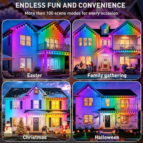 LITSOUL 150FT Permanent Outdoor Lights for House RGB+IC, Chasing Effect Smart RGB+IC Eave LED Lighting with 16 Million Colors, Waterproof Outdoor Strip Lights for Christmas Halloween Holiday Daily
