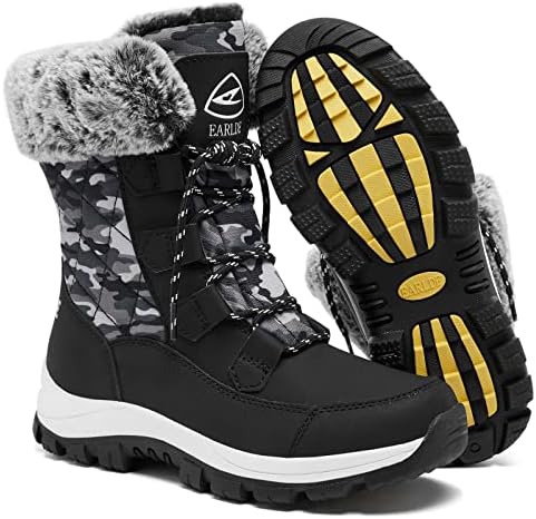 EARLDE Women's Snow Boots Waterproof Mid-Calf Winter Boots