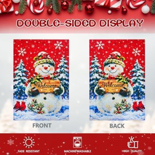12×18 Christmas Snowman Garden Flag