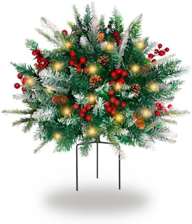 Lighted Christmas Urn Filler, 1 Pack 24 Inch Warm White Planter Decor