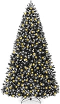 Best Choice Products Artificial Frosted Christmas Tree, 6ft Premium Pre-Lit Realistic Spruce Holiday Décor w/Dense Branches, Metal Base – Black Spruce