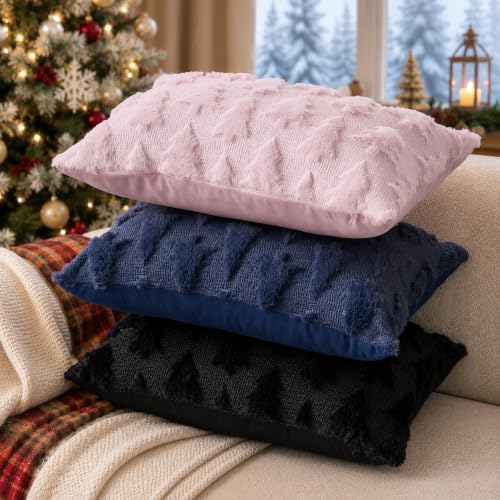 DFXSZ Christmas Tree Pillow Covers 12x20 Set of 2 Christmas Decor Pink