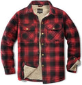 Men's Sherpa Cotton Flannel Shirt Jacket Plaid Button Coat Pocket