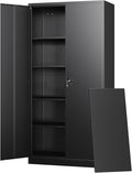 Metal Garage Storage Cabinets with Lock Door and Adjustable Shelves, Steel Tool Cabinets for Home,Office,Warehouse Organisieren (Black)