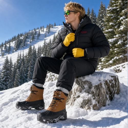 Men's Snow Boots, Insulated Waterproof Winter Duck Boots