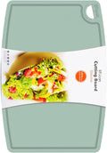 Thick Silicone Cutting Board 12.6'' x 9.1'' Foldable & Flexible Design Juice Grooves Easy Grip Handle Dishwasher Safe-Light Green