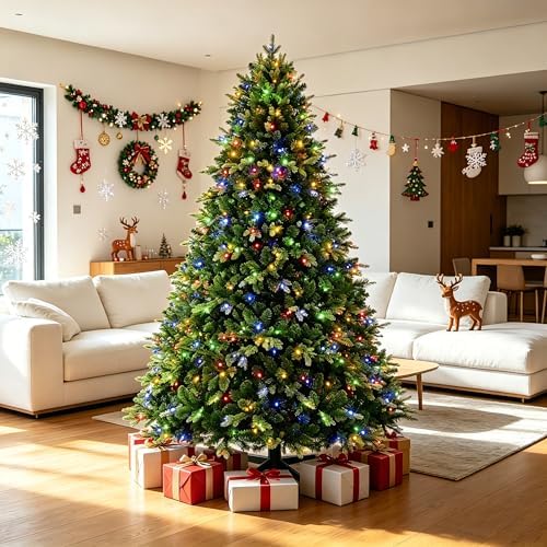 Pre-Lit Rotating Music Christmas Tree, 7.5FT for Living Room Decor