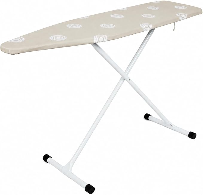 Folding T-Leg Ironing Board, 53 x 14 Inch, Adjustable Height, for Home Use | Portable ironing board with sturdy steel frame and 100% cotton cover, adjustable height, folds flat for easy storage