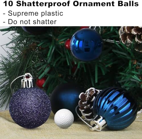 Navy Blue 3.2" Large Christmas Balls - Christmas Tree Decoration Ornaments Shatterproof Hanging Balls for Birthday Halloween Holiday Wedding Decorations Set of 10pcs