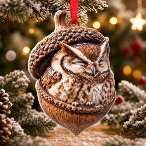 Christmas Ornament, 2026 Ornaments for Christmas Tree, Stained Glass Hanging Ornament, Holiday Ornaments, Unique Gift Idea - Owl on The Branch