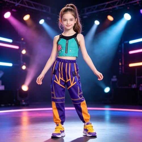 Pop Star Costume Kids Girls Stage Outfit Halloween Costumes with Accessory