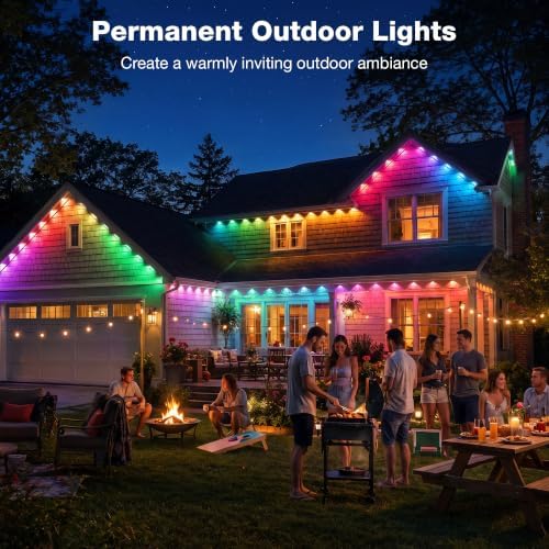 Permanent Outdoor Lights 200FT,16 Million Colors Smart LED Christmas Lights with App Control, IP67 Waterproof Outside Lights for House Eaves, Patio & Garden – Holiday & Year-Round Decoration