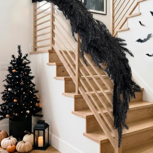 Halloween Decorations Indoor - 6FT Black Artificial Norfolk Pine Garland