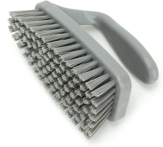 SPARTA Scrub Brush with Iron Shaped Handle and Stiff Bristles, Heavy Duty Scrubber Brush for Kitchen, Bathroom, Shower, Tile, Sink, Carpet and Bakepans, Polypropylene, 6 Inches, Gray