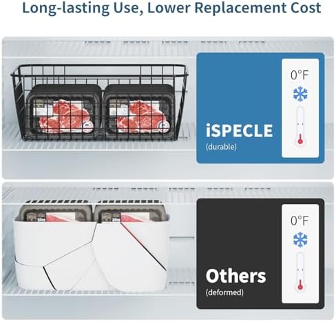 iSPECLE Freezer Organizer Bins - For 16/17/21 Cu Ft Upright Freezer, 4 Pack
