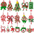 AUGSUN 16Pcs Christmas Lollipop Ornaments, Candy Christmas Tree Decorations Colorful Mini Candy Cane Hanging Ornaments Polymer Clay Peppermint Pendants for Xmas Tree Party Home Decorations