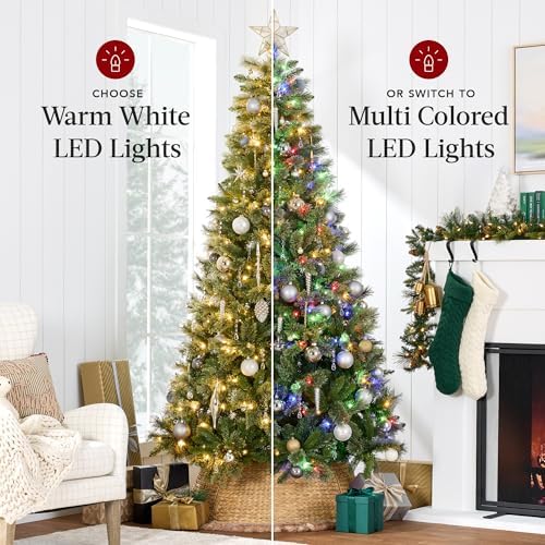 Best Choice Products 12ft Pre-Lit Scotch Pine Christmas Tree, Premium Pre-Decorated Artificial Holiday Decor w/ 3,630 Branch Tips, 2-in-1 White and Multicolor LED Lights, Cordless Setup