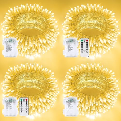 4 Pack 400 LED Remote Contral Battery Operated String Lights, Twinkle Light