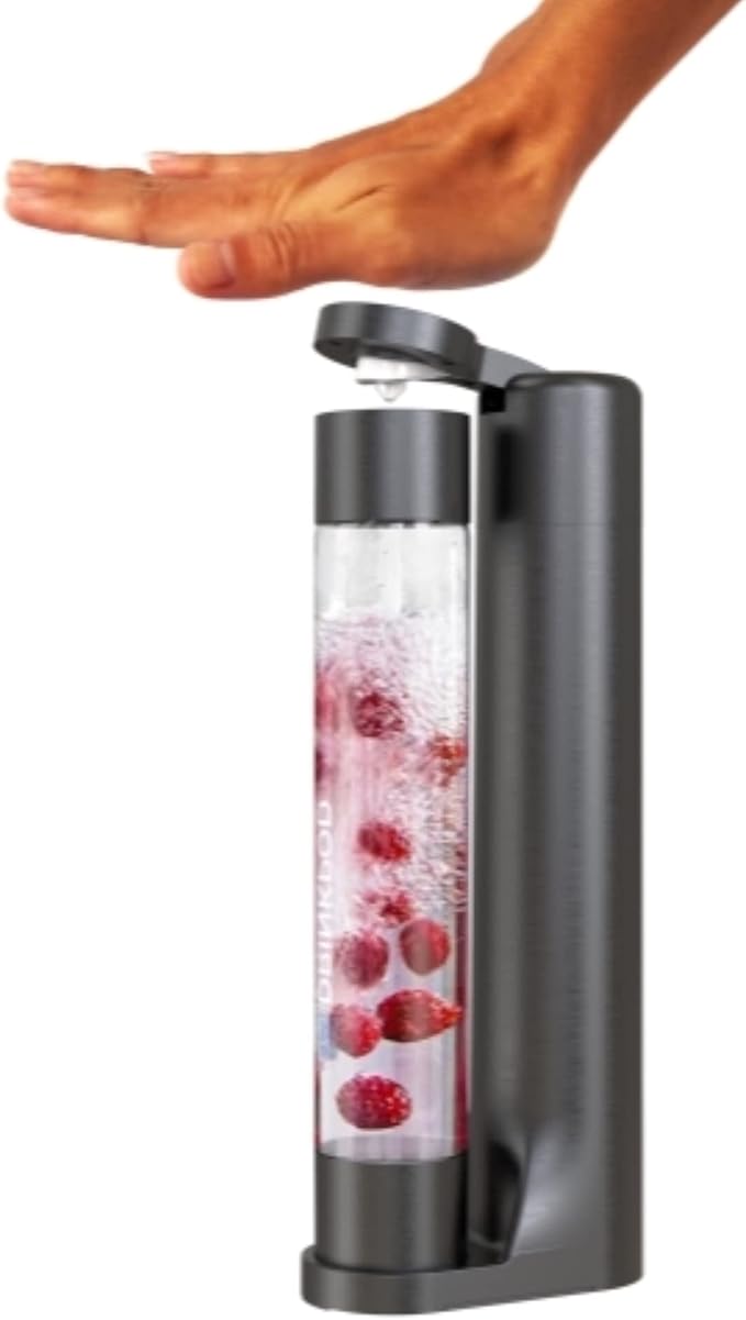 Fizzpod Home Soda Maker Sparkling Water Carbonator With 3 Bottles and 2 Bottle Brushes (Black)