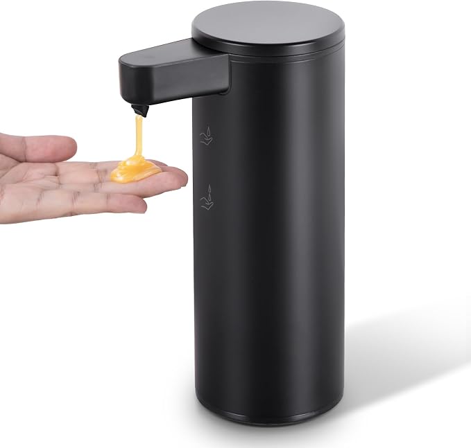 Automatic Soap Dispenser Stainless Steel with Sensor Infrared Soap Dispenser Electric IPX5 Waterproof USB-C Charging Motion Sensor for Kitchen & Bathroom Black, 9oz