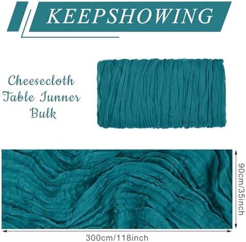 12 Pack Cheesecloth Table Runner, Runner Gauze Boho Wedding Decor Romantic Table Runner for Wedding Birthday Party(35" x 118")(Peacock Blue)