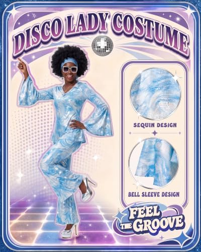 Jexine 70s Disco Outfit Women Sequin Sparkly Costume