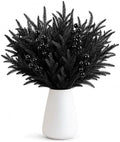 45 Pcs Halloween Black Norfolk Pine Branches, Faux Black Stems Centerpieces