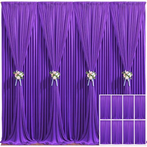 8 Panels Purple Backdrop Curtain for Parties Wedding Wrinkle Free Purple Photo Curtains Backdrop Drapes Fabric Decoration for Birthday Party Photography 40ft(W) x 10ft(H)