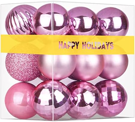 Bubblegun Pink 1.6" Small Christmas Balls Christmas Tree Decoration Ornaments Shatterproof Hanging Balls for Birthday Halloween Holiday Wedding Decorations Set of 18pcs