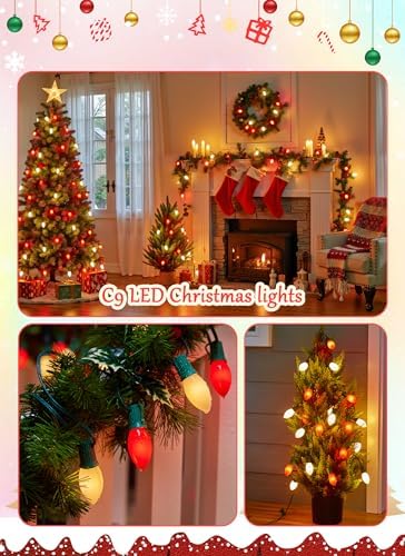 Vintage Christmas Lights Outdoor, 100Ft C9 String Lights with 100 LED Bulbs