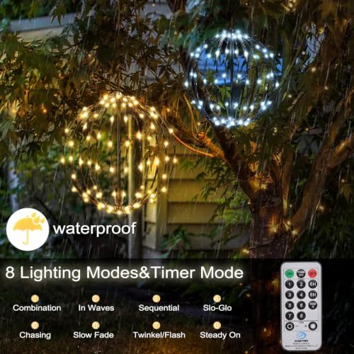 Christmas Decorations, LED Light Balls Outdoor,2 Pack,Warm&Cool White