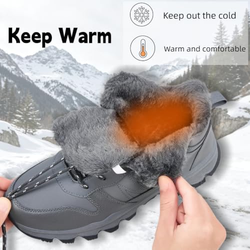 Mens Winter Boots Waterproof Snow Boots Ankle Backpacking Hiking Boots