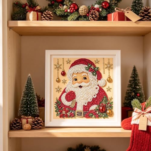 DIY Christmas Pearl Diamond Painting Art Kit Gifts Adults with Frame