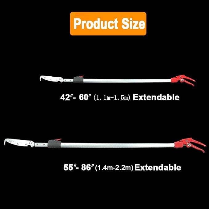 Extendable Snake Tong Reptile Grabber Rattle Snake Catcher Wide Jaw Handling Tool with Lock and Comfortable Grip(Include Snake Bag) (86 inches Extendable Snake Tong)