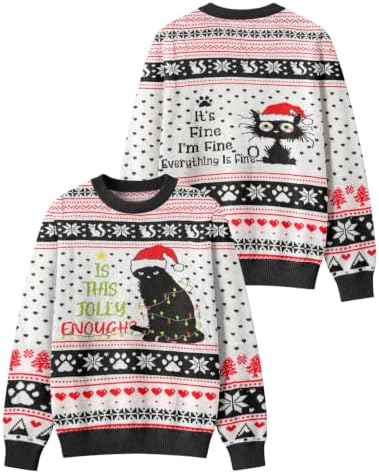 34HD Ugly Xmas Sweater–Funny Knit Christmas Sweater for Women & Men 2025, Long Sleeve Crewneck Holiday Pullover, Unisex Gift