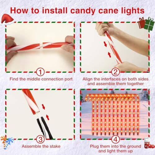 COOLWUFAN 28" 24 Pack Candy Cane Pathway Lights, Outdoor Christmas Decorations