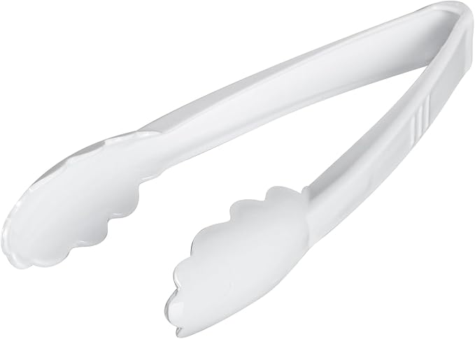 Restaurantware Disposable Serving Tongs 100 Count 9 Inch Plastic Scalloped Buffet Utensils Durable Secure-Grip White