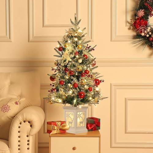 GAOMON 2Set 3FT Prelit Christmas Tree, Artificial Tree with Lighting Base