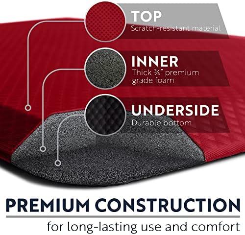 KANGAROO Anti Fatigue Mats for Kitchen Floor, Reduce Foot, Knee, Back Pressure, 3/4 Inch Thick Cushioned Ergonomic Mat, Waterproof Comfort Rug for Under Sink, Standing Desk, Store Floors, 20x32 Cherry
